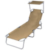 alt="Folding Sun Lounger with Canopy Steel Taupe"