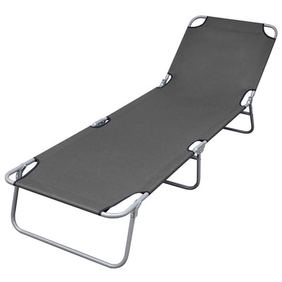 alt="Foldable Sunlounger with Adjustable Backrest Grey"