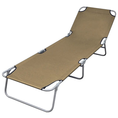 alt="Foldable Sunlounger with Adjustable Backrest Taupe"
