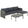 alt="3 Piece Garden Lounge Set with Cushions Poly Rattan Grey"