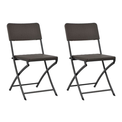 alt="Folding Garden Chairs 2 pcs HDPE and Steel Brown""