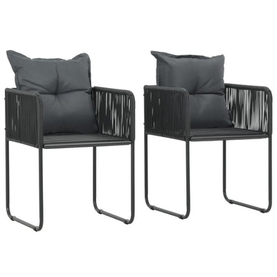 alt="Outdoor Chairs 2 pcs with Pillows Poly Rattan Black"