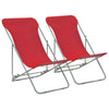 alt="Folding Beach Chairs 2 pcs Steel and Oxford Fabric Red"