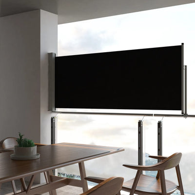 alt="Patio Retractable Side Awning 100 x 300 cm Black"