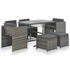 alt="7 Piece Outdoor Dining Set with Cushions Poly Rattan Grey"