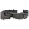 alt="6 Piece Garden Lounge Set with Cushions Poly Rattan Grey""