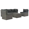 alt="4 Piece Garden Lounge Set with Cushions Poly Rattan Grey"