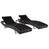 alt="Sun Loungers 2 pcs with Table Poly Rattan and Textilene Brown"