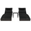 Sun Loungers 2 pcs with Table Poly Rattan and Textilene Brown