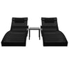 Sun Loungers 2 pcs with Table Poly Rattan and Textilene Black