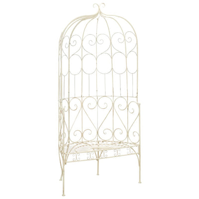 alt="Garden Bench 95 cm Iron Antique White"