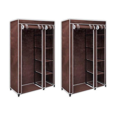 alt="Fabric Wardrobes 2 pcs Brown"