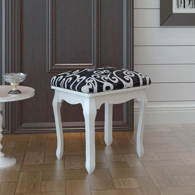 alt="Dressing Stool Black Fabric"