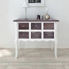 alt="Console Cabinet 6 Drawers Brown and White Wood"