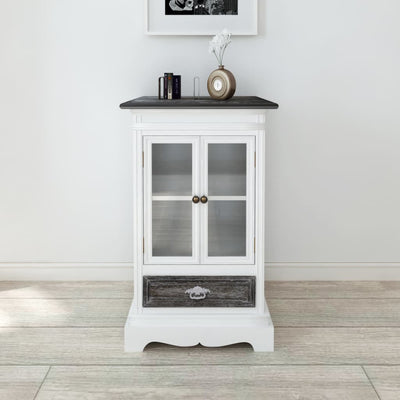 alt="Cabinet 2 Doors 1 Drawer White Wood""