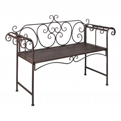 alt="Garden Bench 132 cm Steel Antique Brown"