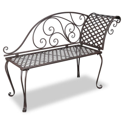 alt="Garden Chaise Lounge 128 cm Steel Antique Brown"