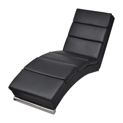 alt="Chaise Longue Black Faux Leather"