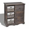 alt="Wooden Cabinet 3 Left Weaving Baskets Brown""