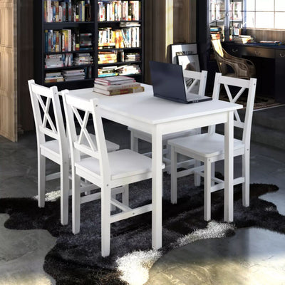 alt="5 Piece Dining Set White"