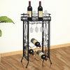 alt="Wine Rack with Glass Holder for 9 Bottles Metal"