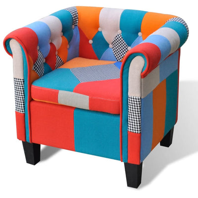 alt="Armchair with Patchwork Design Fabric"