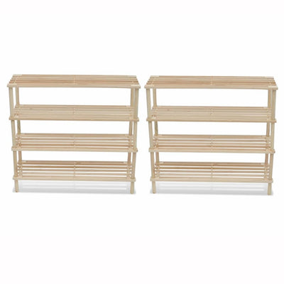 alt="Wooden Shoe Rack 4-Tier Shoe Shelf Storage 2 pcs"
