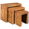 alt="Nesting Table Set 3 Pieces Solid Mango Wood""