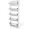 White Wooden Shoe Cabinet with 5 Compartments