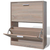 alt="Oak Look Wooden Shoe Cabinet with 2 Compartments"