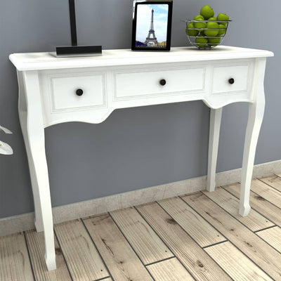alt="Dressing Console Table with Three Drawers White"