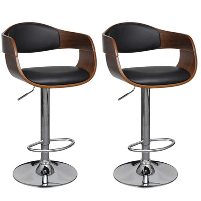 alt="Bar Stools 2 pcs Bent Wood and Faux Leather"