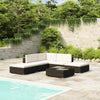 alt="6 Piece Garden Lounge Set with Cushions Poly Rattan Black"