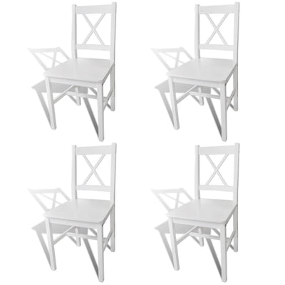 alt="Dining Chairs 4 pcs White Pinewood"
