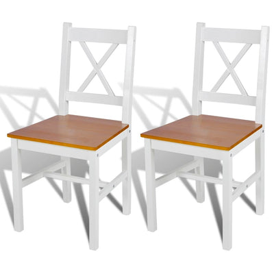 alt="Dining Chairs 2 pcs White Pinewood"