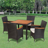 alt="5 Piece Outdoor Dining Set with Cushions Poly Rattan Black"