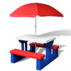 alt="Kids' Picnic Table with Benches and Parasol Multicolour"