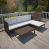 alt="3 Piece Garden Lounge Set with Cushions Poly Rattan Brown"