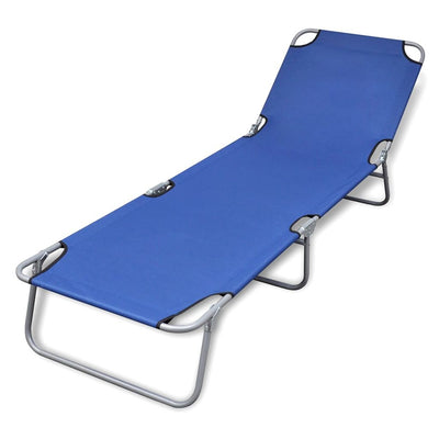 alt="Folding Sun Lounger Powder-coated Steel Blue"