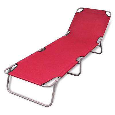 alt="Folding Sun Lounger Powder-coated Steel Red"
