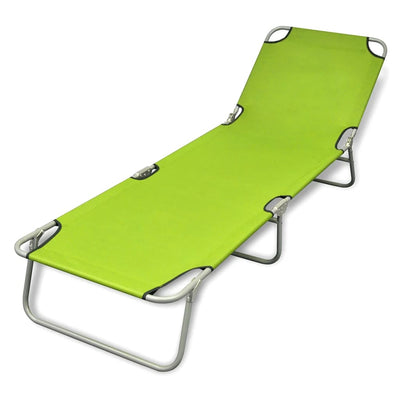 alt="Folding Sun Lounger Powder-coated Steel Apple Green"