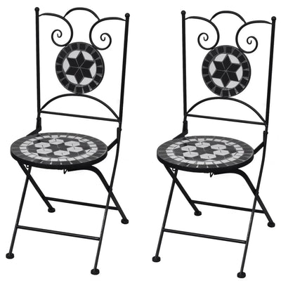 alt="Folding Bistro Chairs 2 pcs Ceramic Black and White"