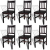 alt="Dining Chairs 6 pcs Brown Pinewood""