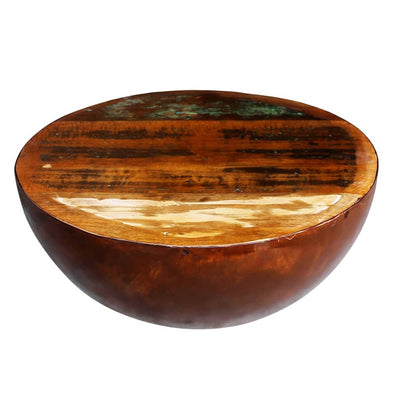 alt="Coffee Table Bowl-shaped with Steel Base Solid Reclaimed Wood"