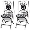 3 Piece Bistro Set Ceramic Tile Black and White