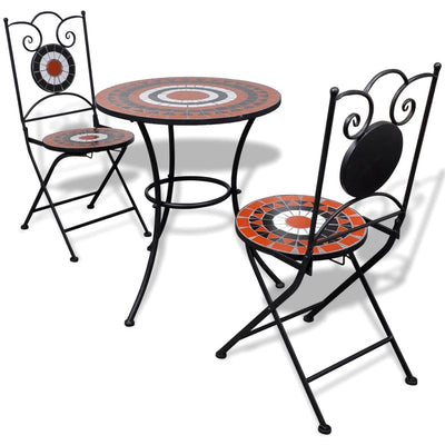 alt="3 Piece Bistro Set Ceramic Tile Terracotta and White"