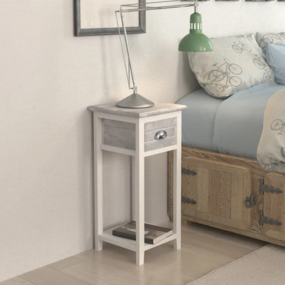 alt="Nightstand with 1 Drawer Grey and White"
