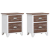 Nightstand 2 pcs with 2 Drawers Brown and White