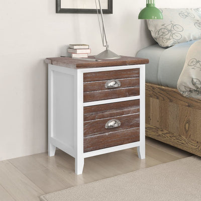 alt="Nightstand 2 pcs with 2 Drawers Brown and White"