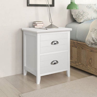 alt="Nightstand 2 pcs with 2 Drawers White"